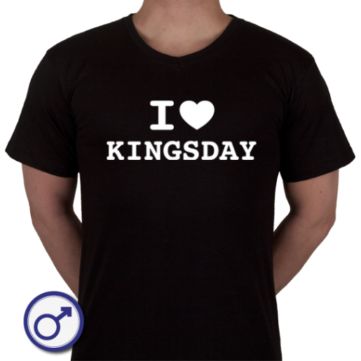 Heren T-shirt I love Kingsday (voluit geschreven)