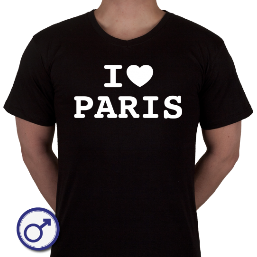 Heren T-shirt I love Paris